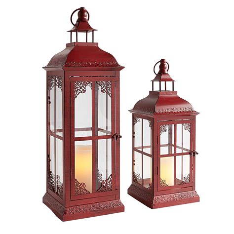 red metal house lantern|accent metal lanterns.